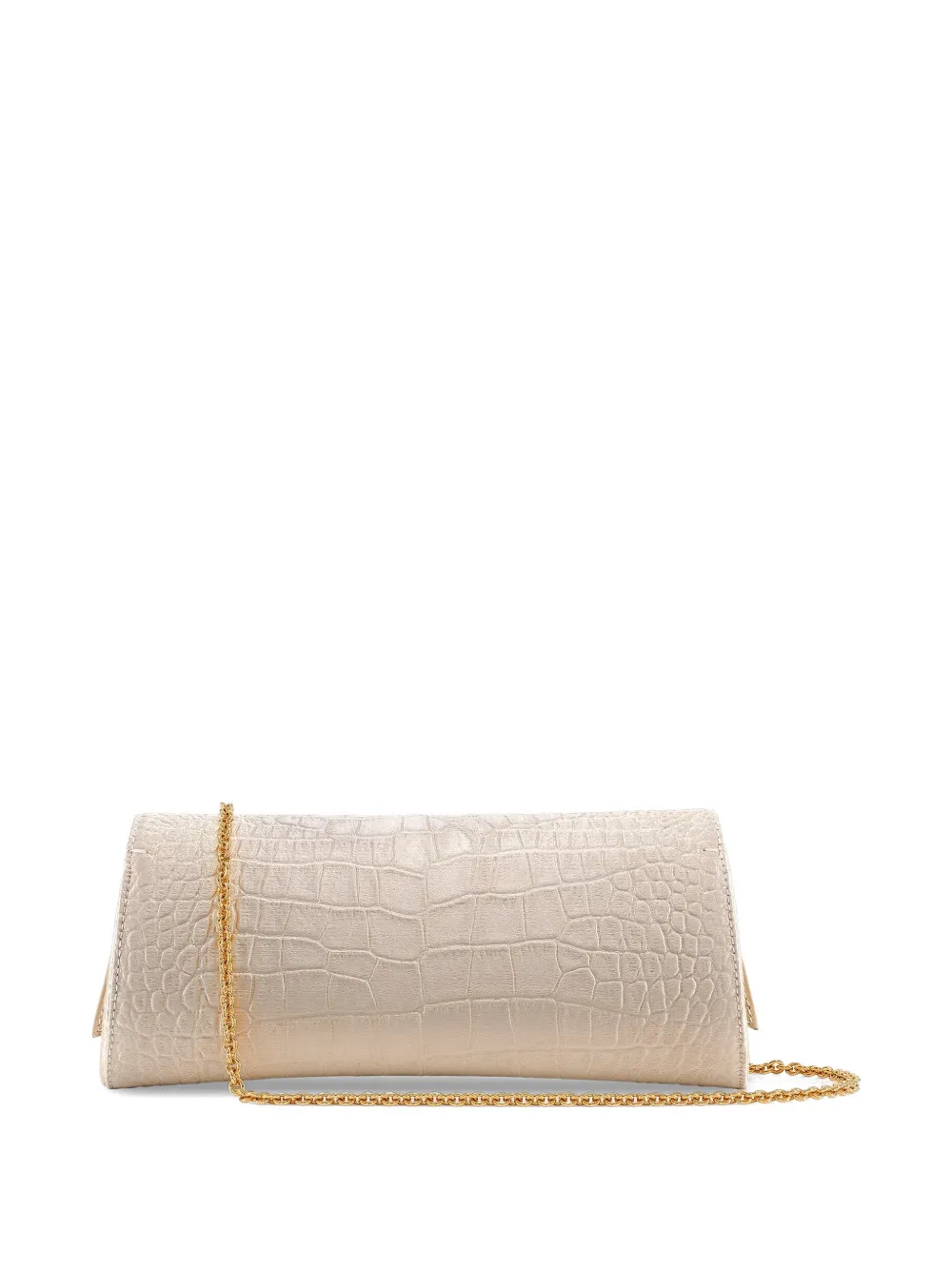 Tyler Ellis Veronica clutch met krokodillen-reliëf Beige