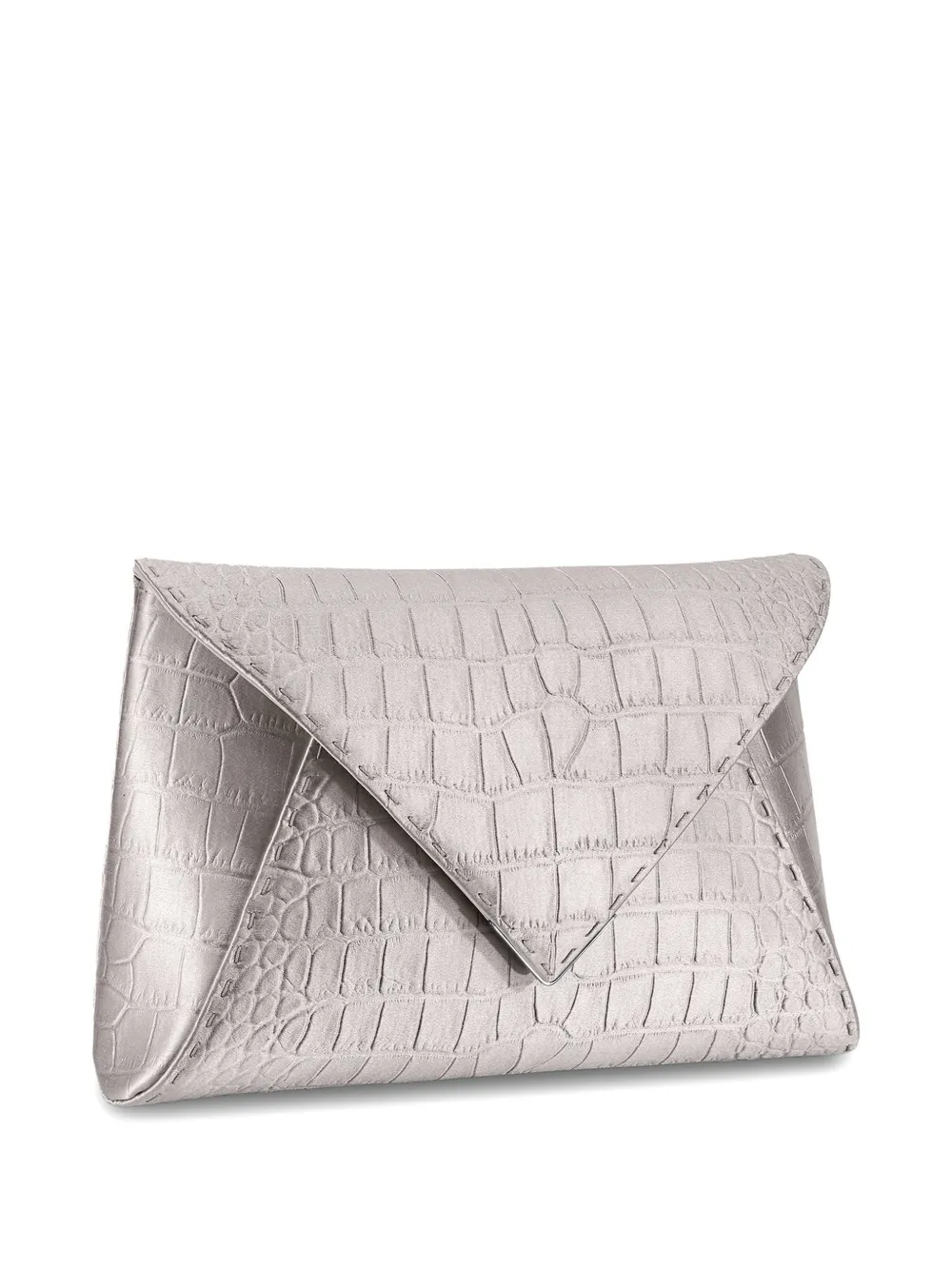 Tyler Ellis Lee Pouchet grote clutch met krokodillen-reliëf Grijs