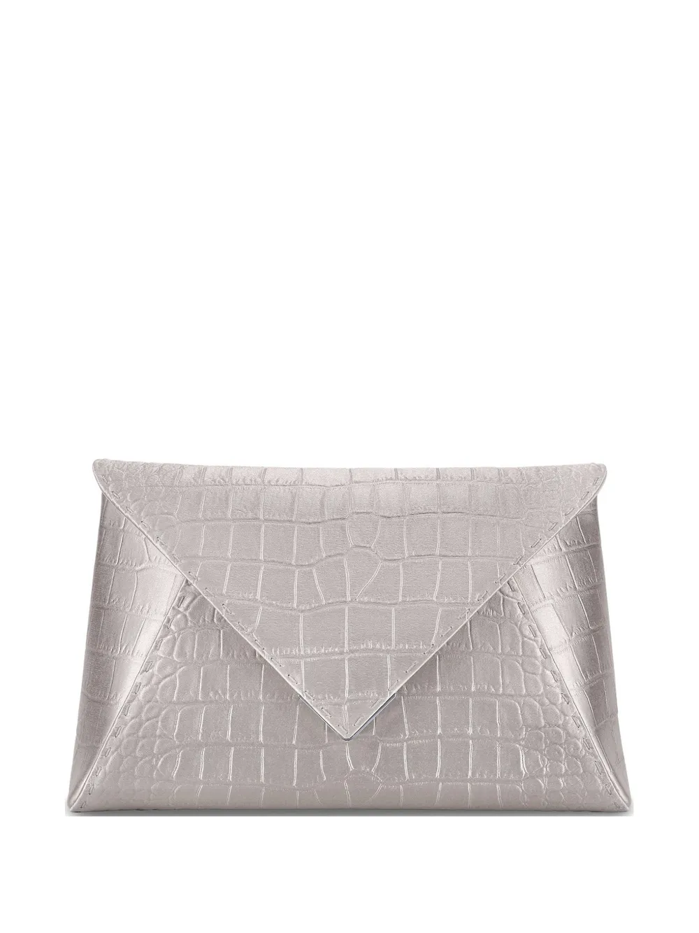 Tyler Ellis large Lee Pouchet croc-effect clutch bag - Grigio
