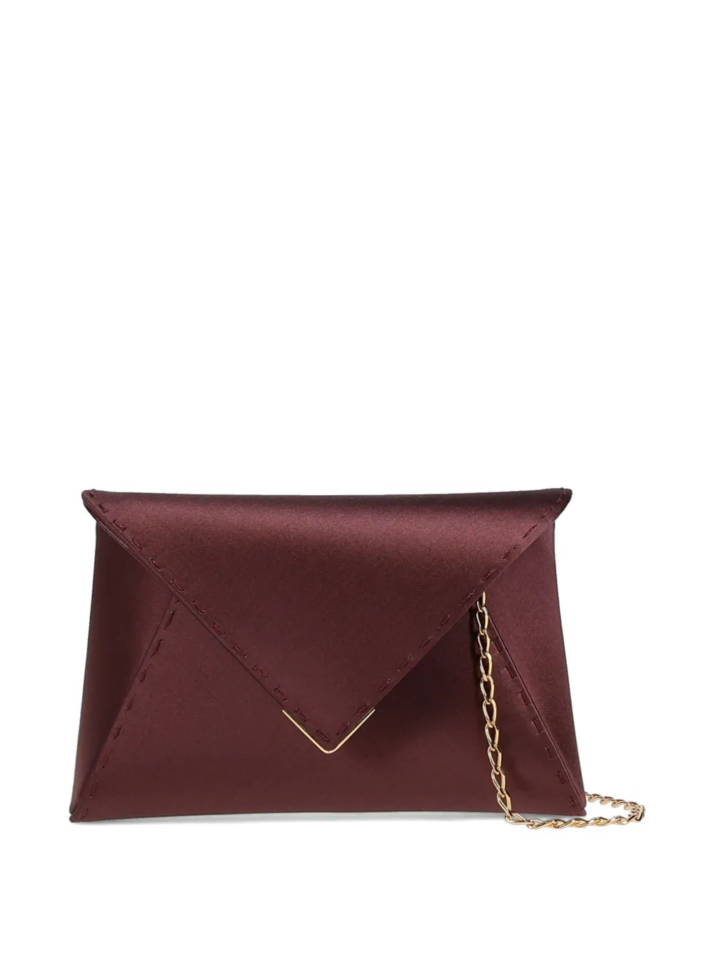 Tyler Ellis small Lee Pouchet satin clutch bag - Marrone