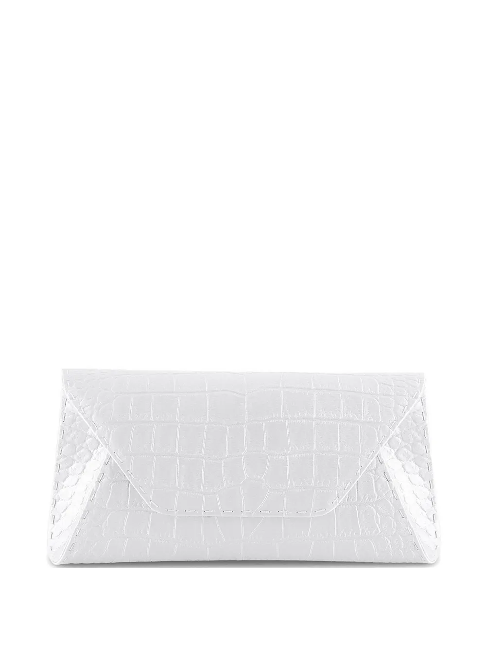 Tyler Ellis small Eloise croc-effect satin clutch bag - Bianco