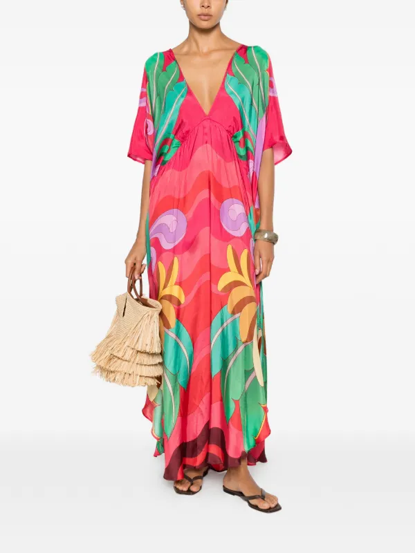 pink banana dress Chiffon Bias Ruffle Midi Dress