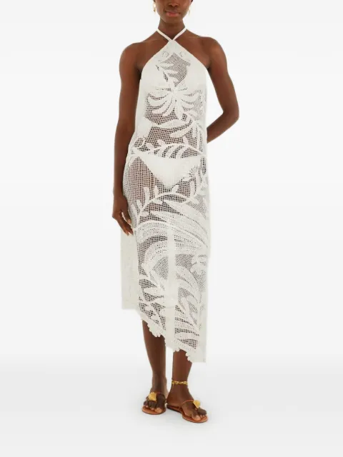 FARM Rio crochet-knit halterneck midi dress