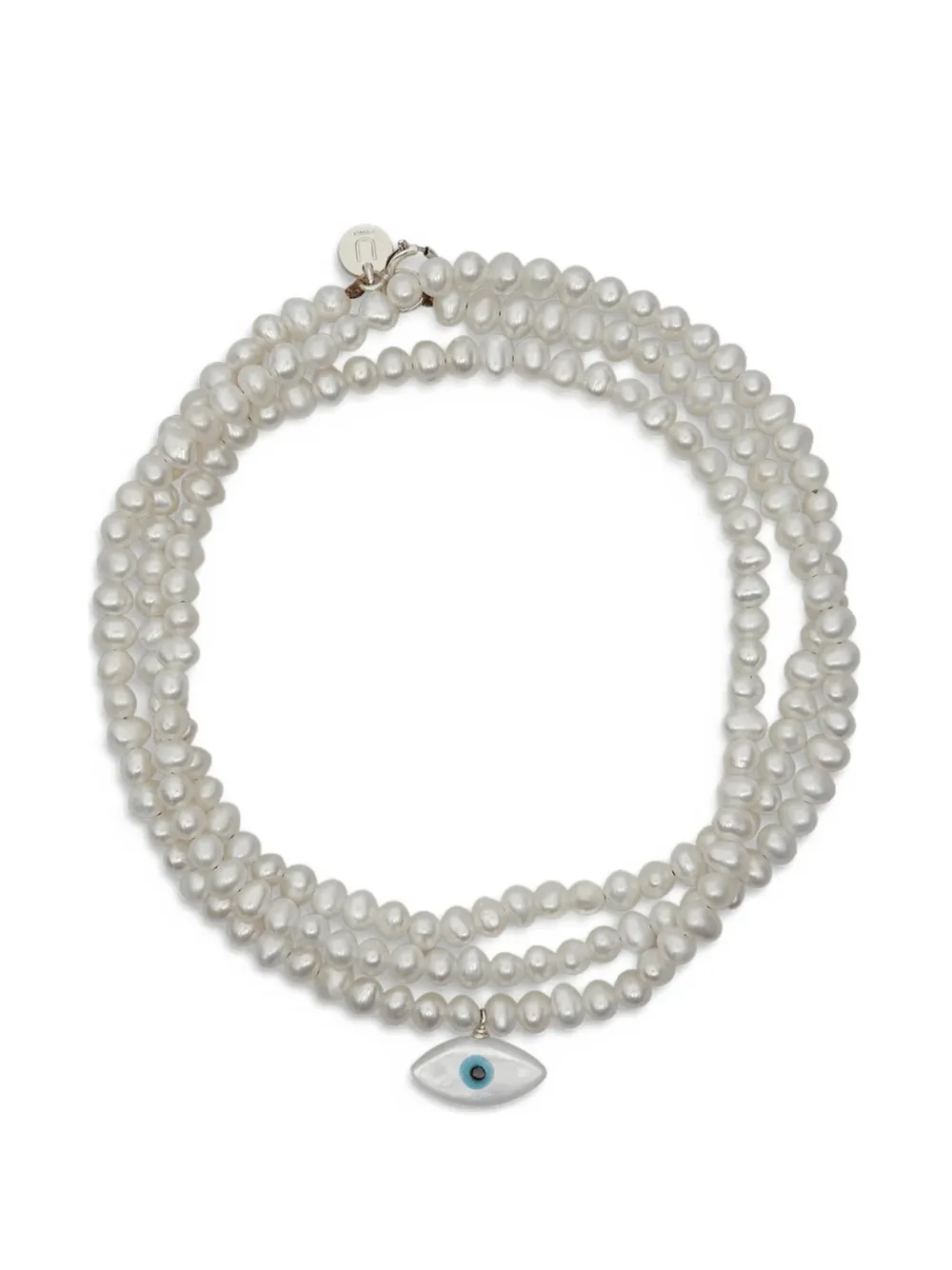 Undercover eye-pendant pearl-beaded bracelets - Bianco