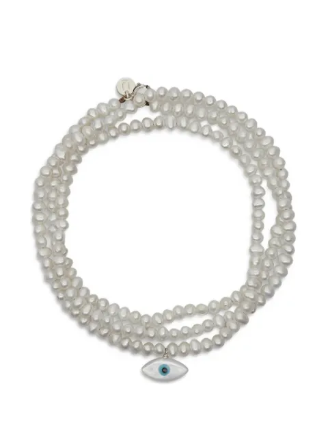 Undercover eye-pendant pearl-beaded bracelets