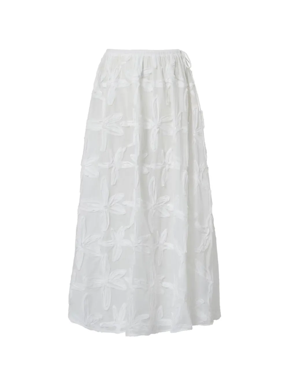 FARM Rio floral-appliqué long skirt - Bianco
