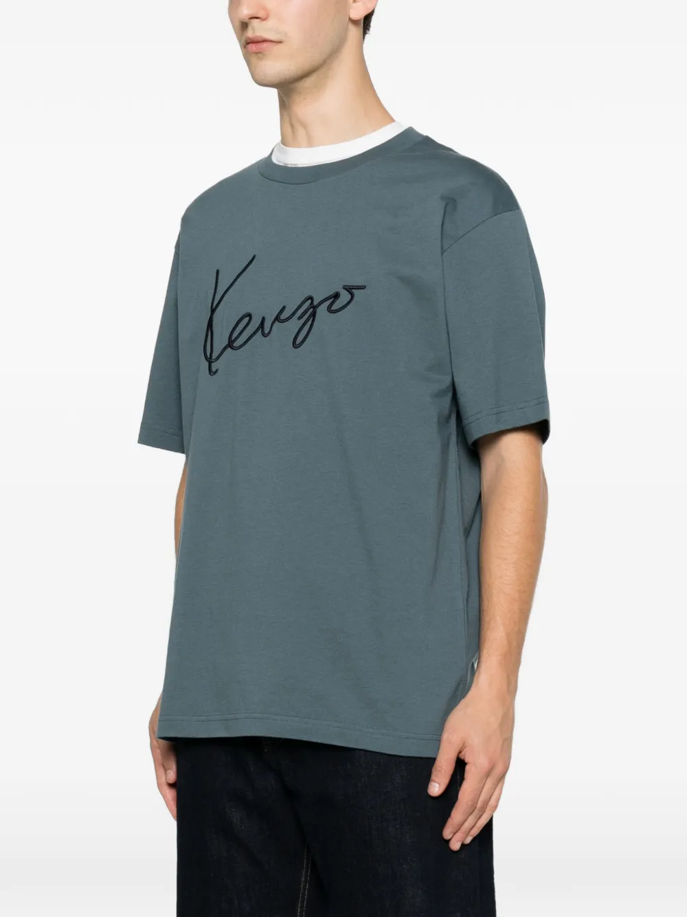 Kenzo T-shirt met geborduurd logo Blauw