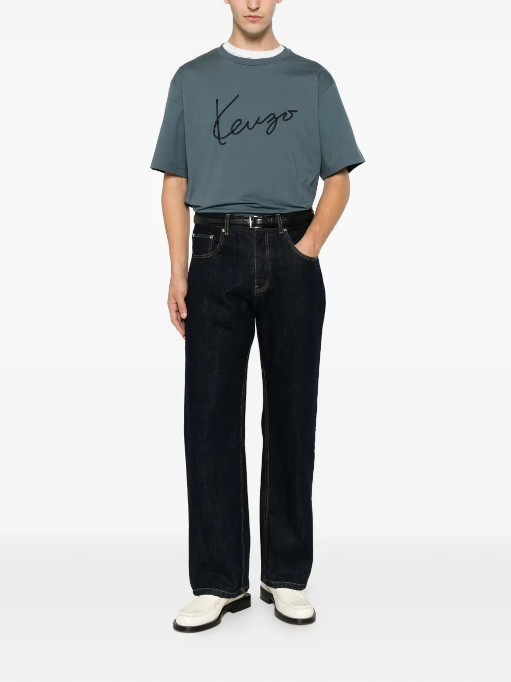 Kenzo T-shirt met geborduurd logo Blauw
