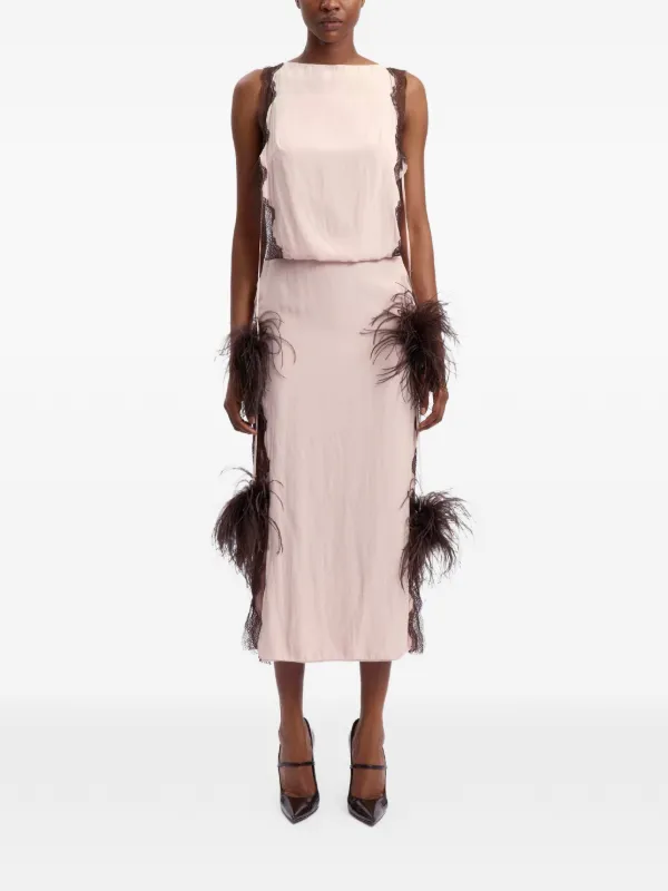 16arlington pink feather dress 16Arlington Fuchsia Pink Himawari Feather Trim Satin Strapless Mini Dr