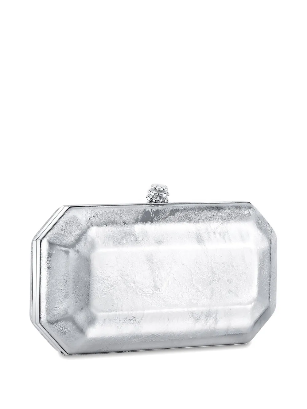 Tyler Ellis Perry metallic leren clutch Zilver