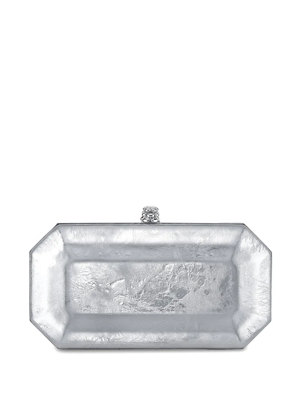 Tyler Ellis Perry metallic leren clutch Zilver