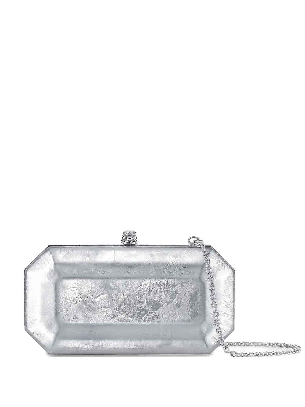 Tyler Ellis Perry metallic-leather clutch bag - Argento