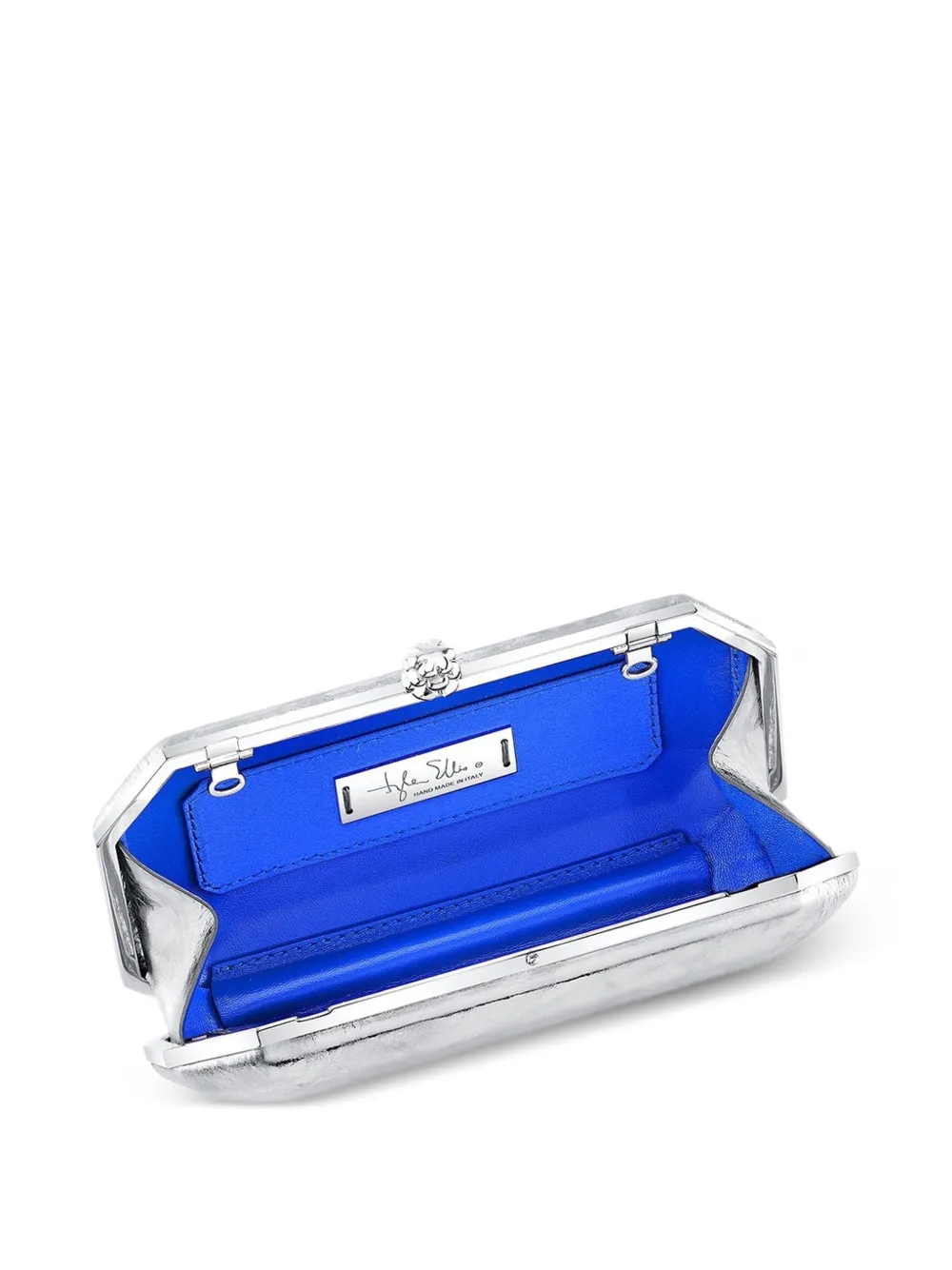 Tyler Ellis Perry metallic leren clutch Zilver