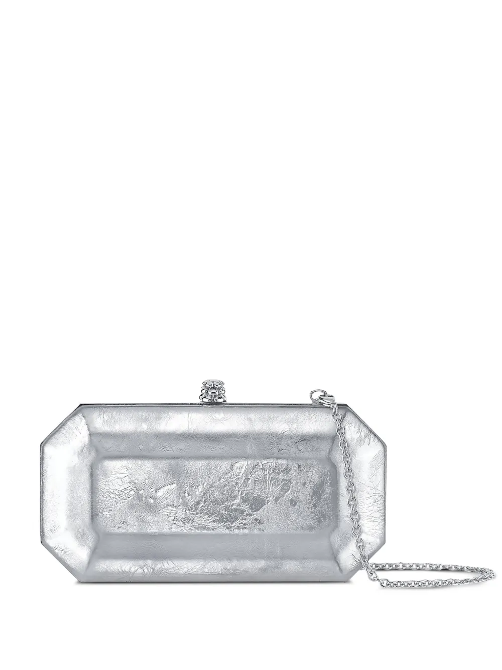 Tyler Ellis Perry metallic-leather clutch bag - Argento
