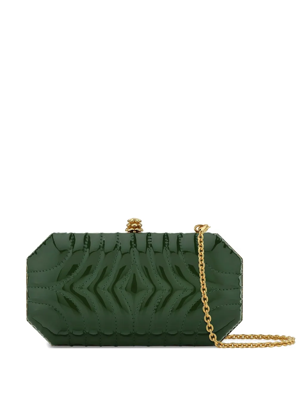 Tyler Ellis small Perry quilted patent-leather clutch bag - Verde