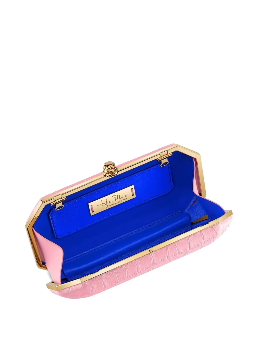 Tyler Ellis Kleine Perry satijnen clutch met stempel Roze