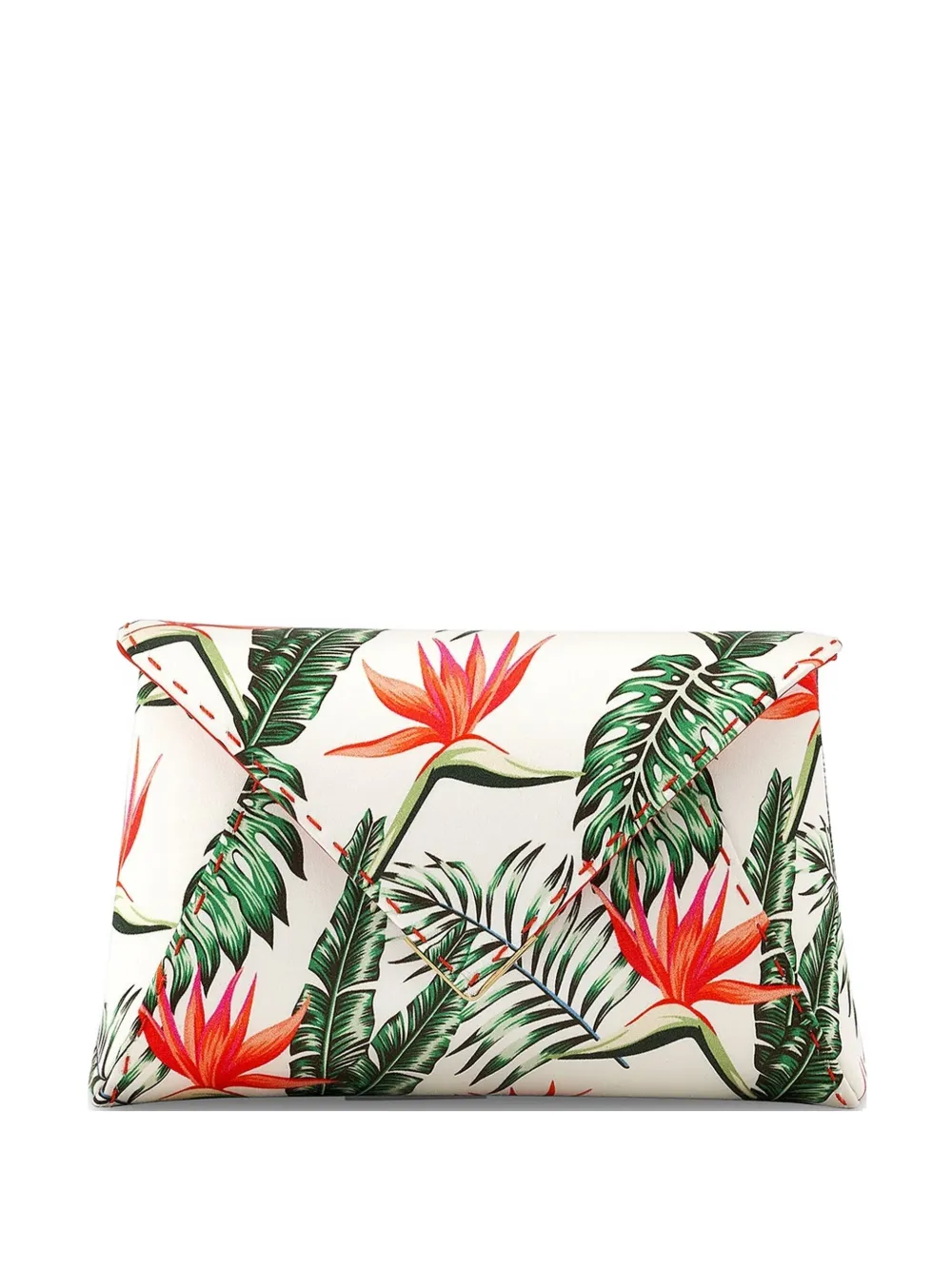 Tyler Ellis small Lee 'Pouchet' tropical-print clutch bag - Bianco