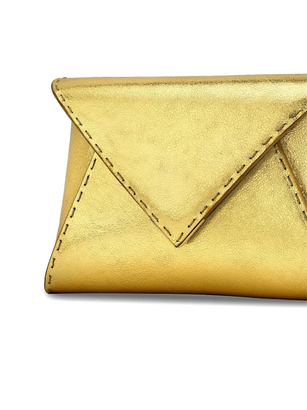Tyler Ellis Kleine Lee Pouchet metallic leren clutch Goud