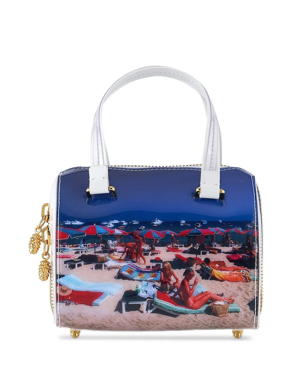 Tyler Ellis x Slim Aarons kleine Marilyn shopper met strandprint Wit