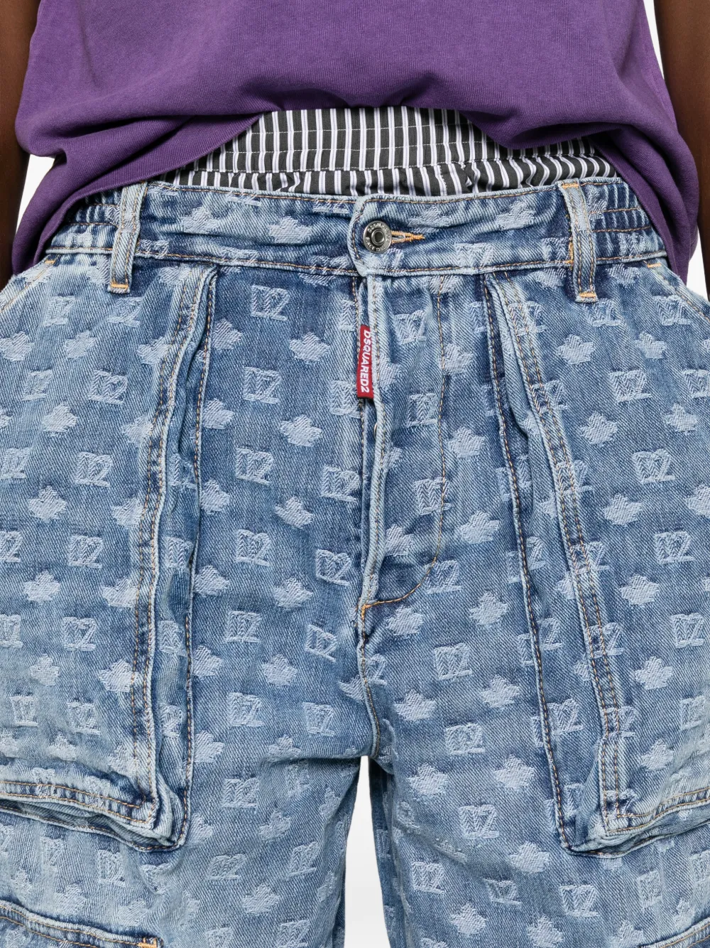 DSQUARED2 Jeans met monogram-print en meerdere zakken Blauw