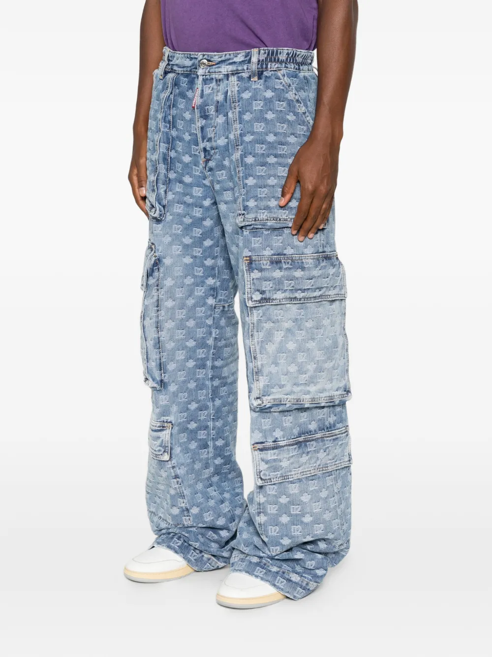DSQUARED2 Jeans met monogram-print en meerdere zakken Blauw