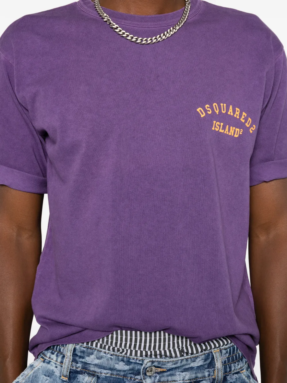 DSQUARED2 T-shirt met logoprint met ronde hals Paars