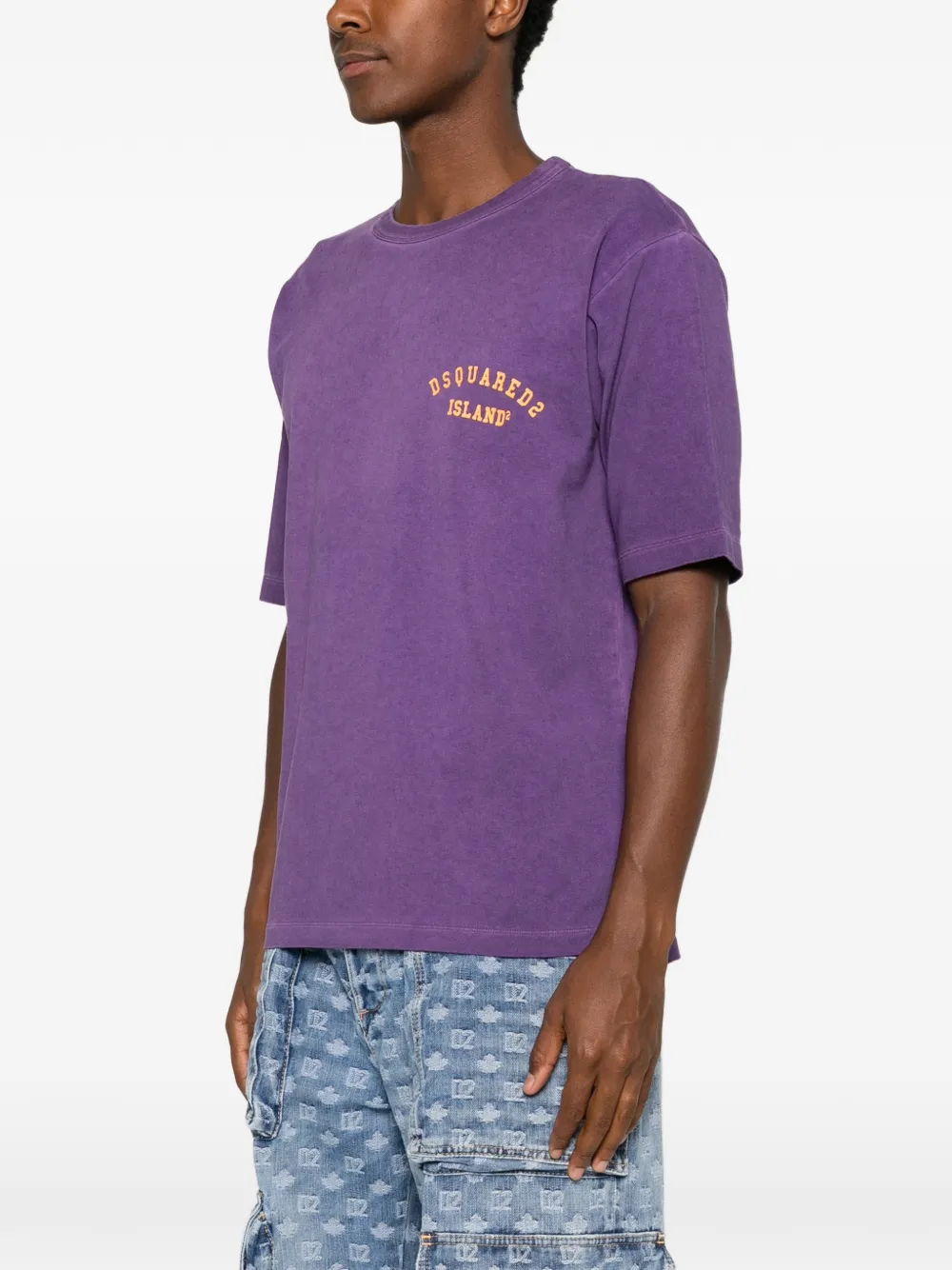 DSQUARED2 T-shirt met logoprint met ronde hals Paars
