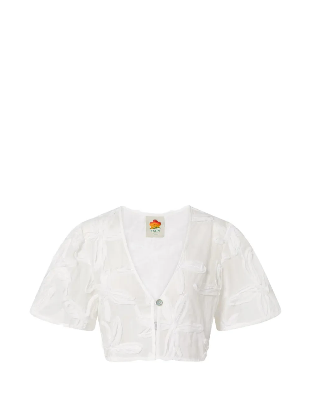 FARM Rio embroidered cropped blouse - Bianco