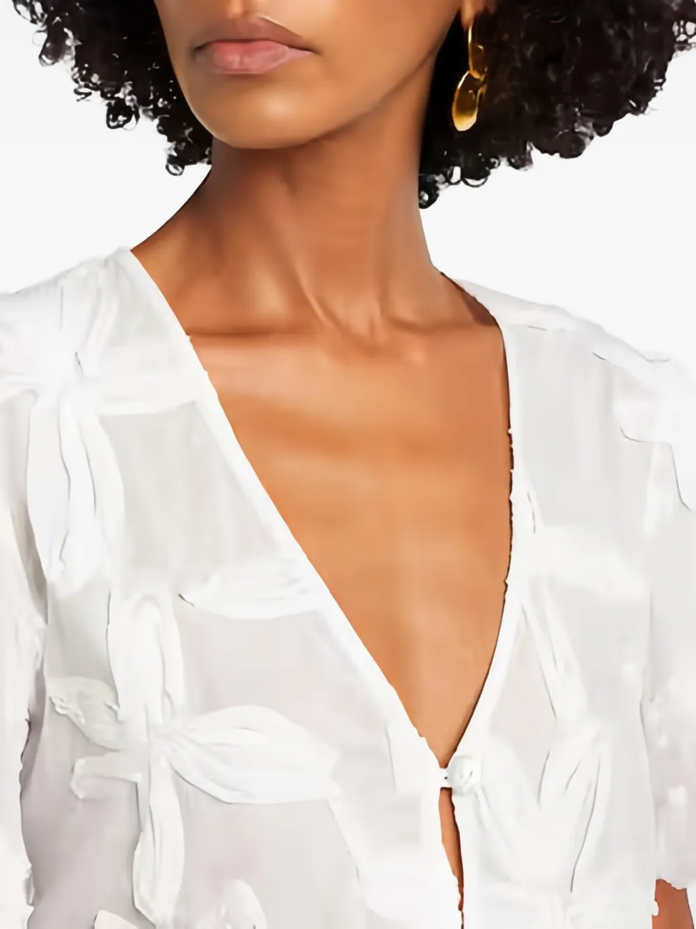FARM Rio Cropped blouse met borduurwerk Wit