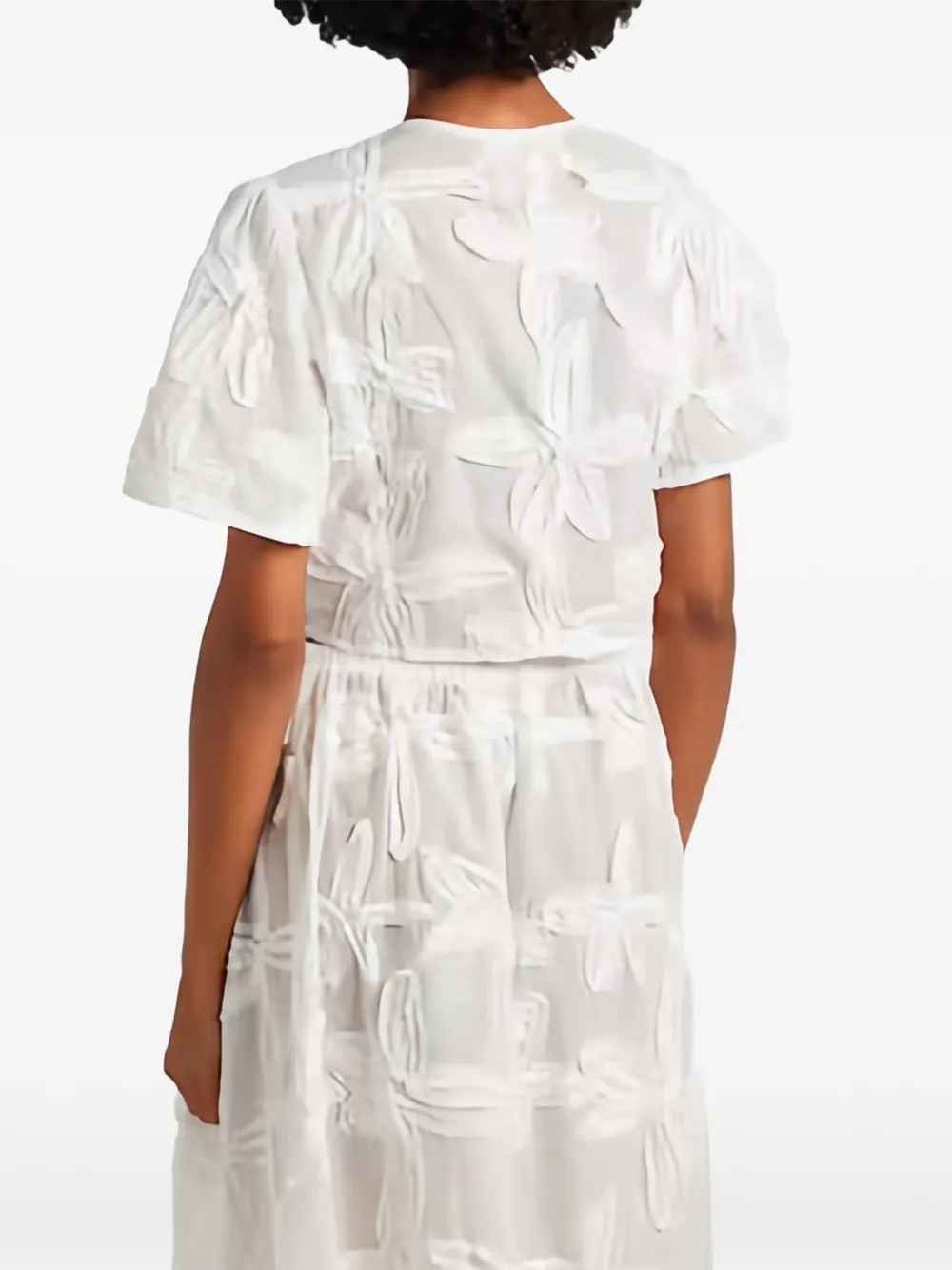 FARM Rio Cropped blouse met borduurwerk Wit