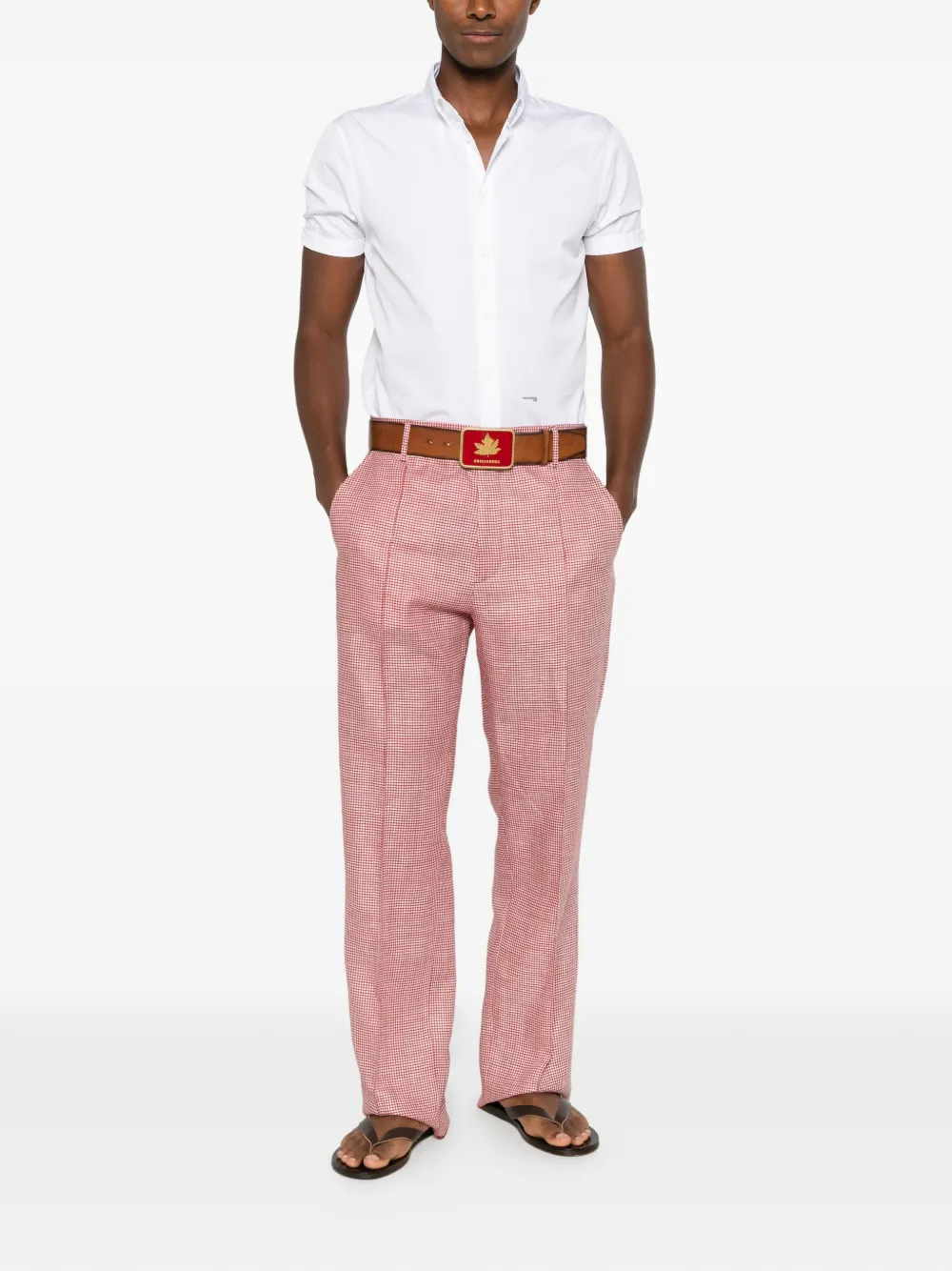 DSQUARED2 Plooibroek met pied-de-poule print Rood