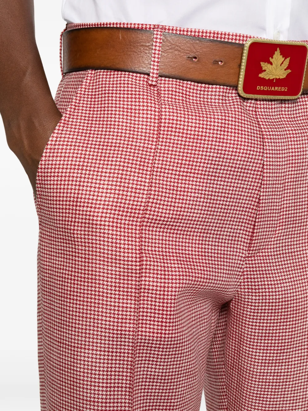 DSQUARED2 Plooibroek met pied-de-poule print Rood