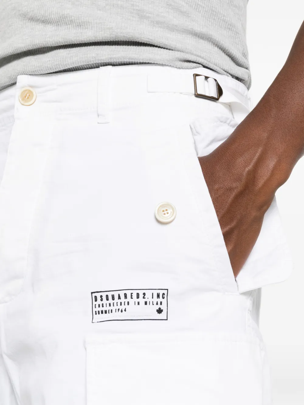 DSQUARED2 Broek met logopatch en klepzak Wit