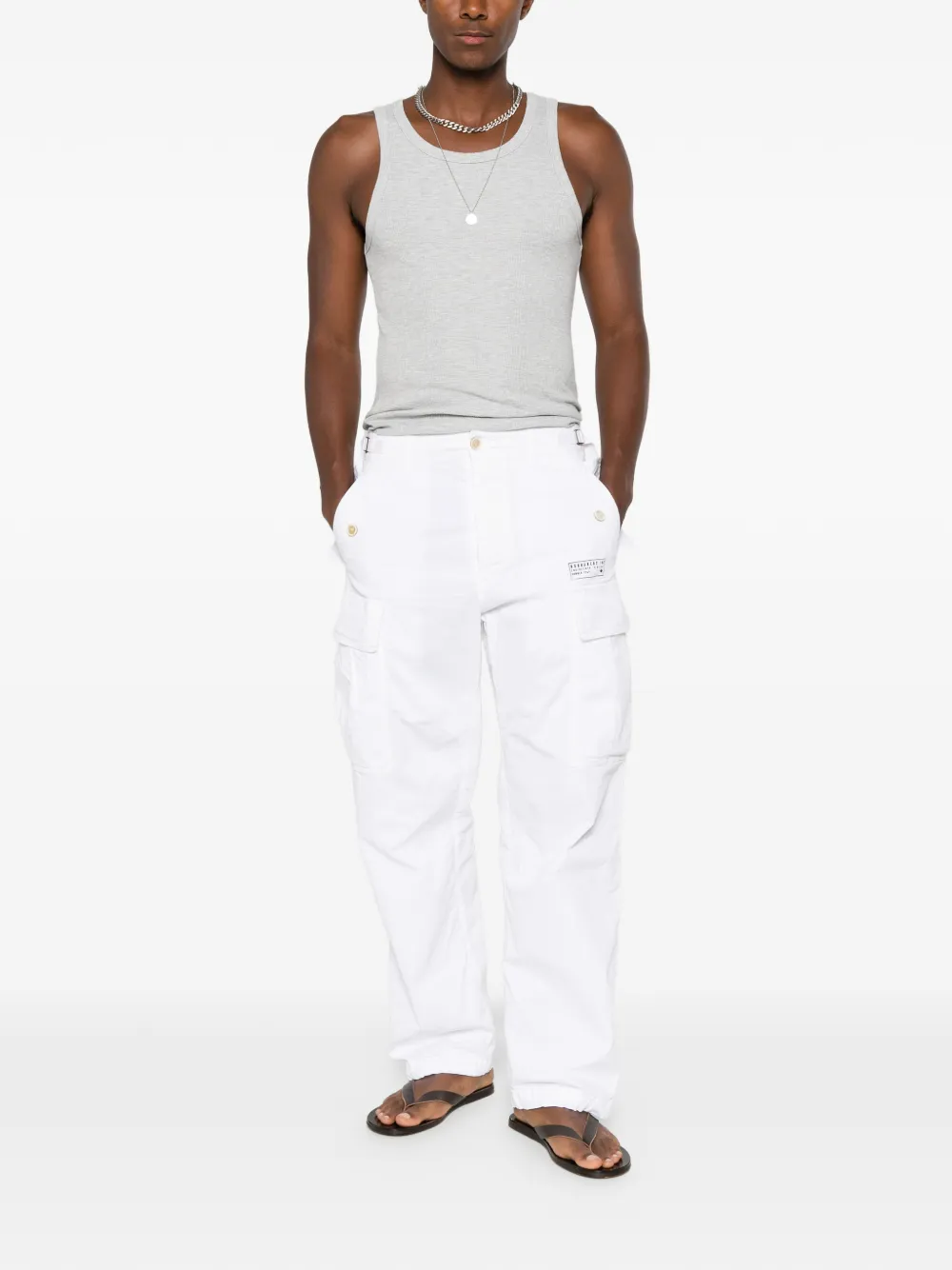 DSQUARED2 Broek met logopatch en klepzak Wit