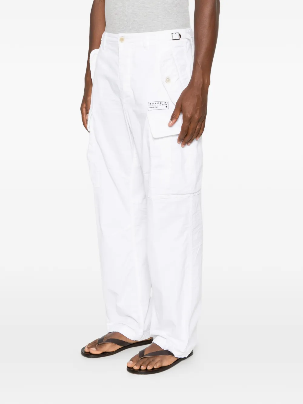 DSQUARED2 Broek met logopatch en klepzak Wit
