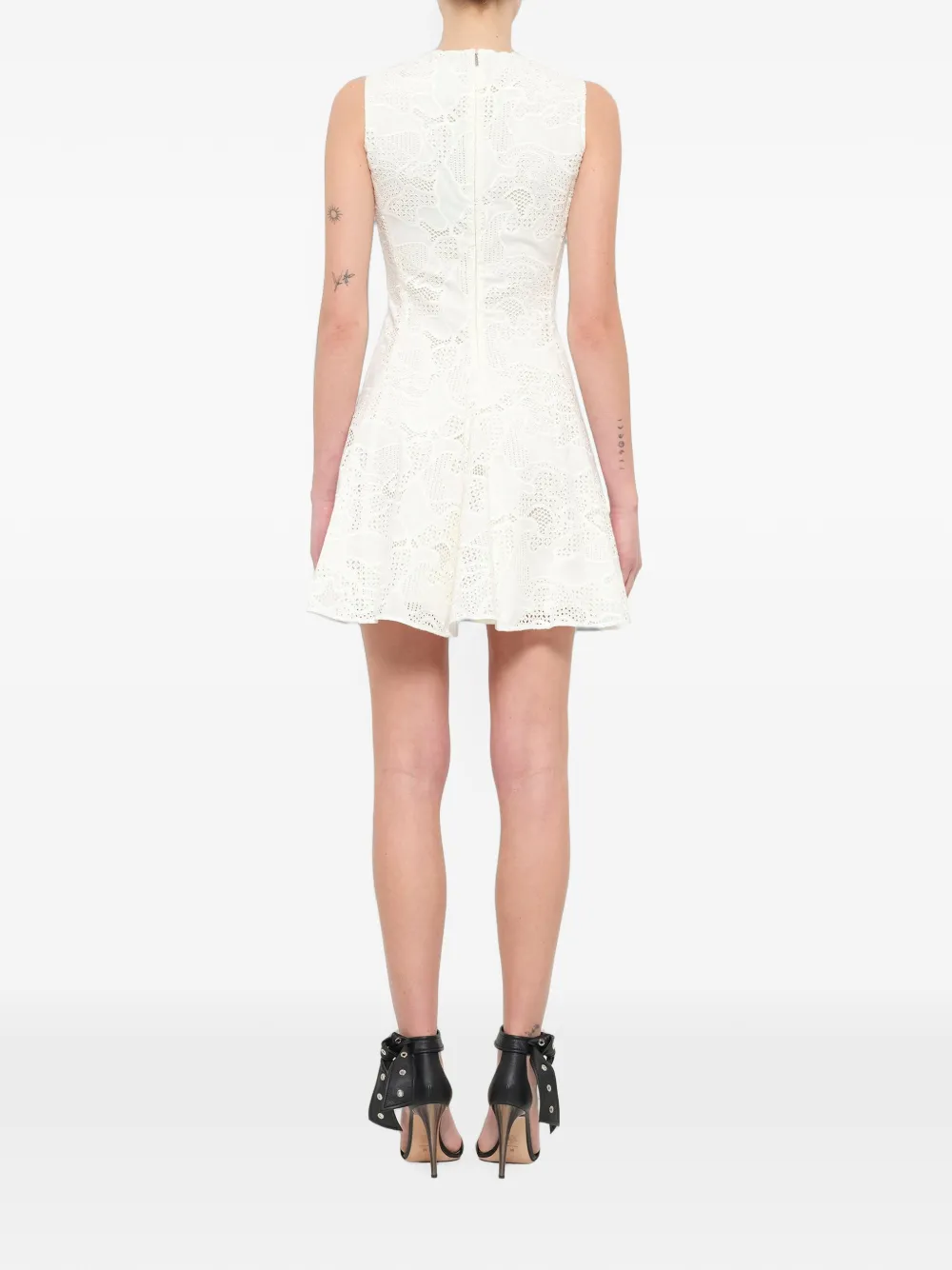 Neil Barrett Mouwloze mini-jurk met kanten patroon Wit