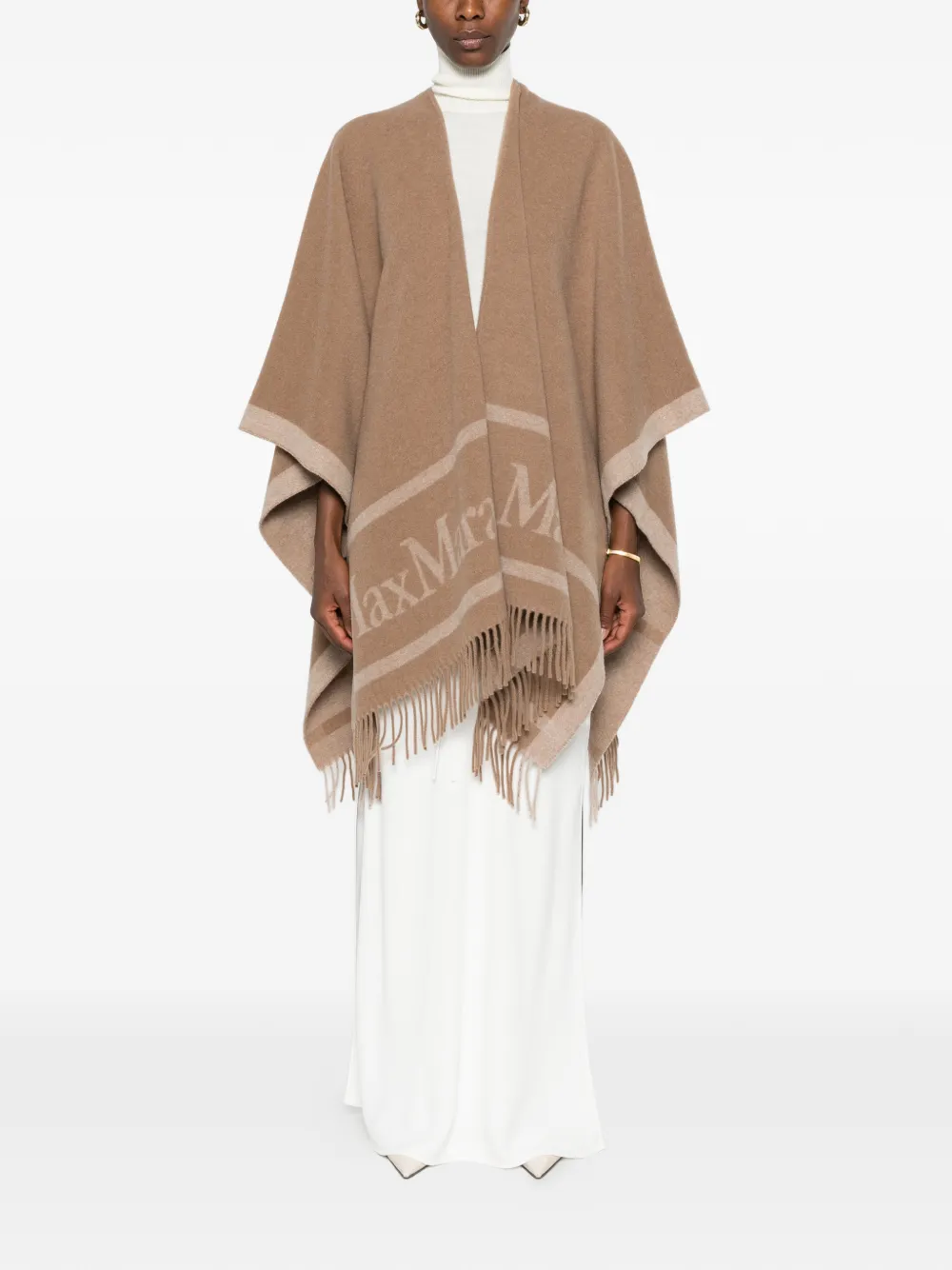 Max Mara Cape met franje Beige
