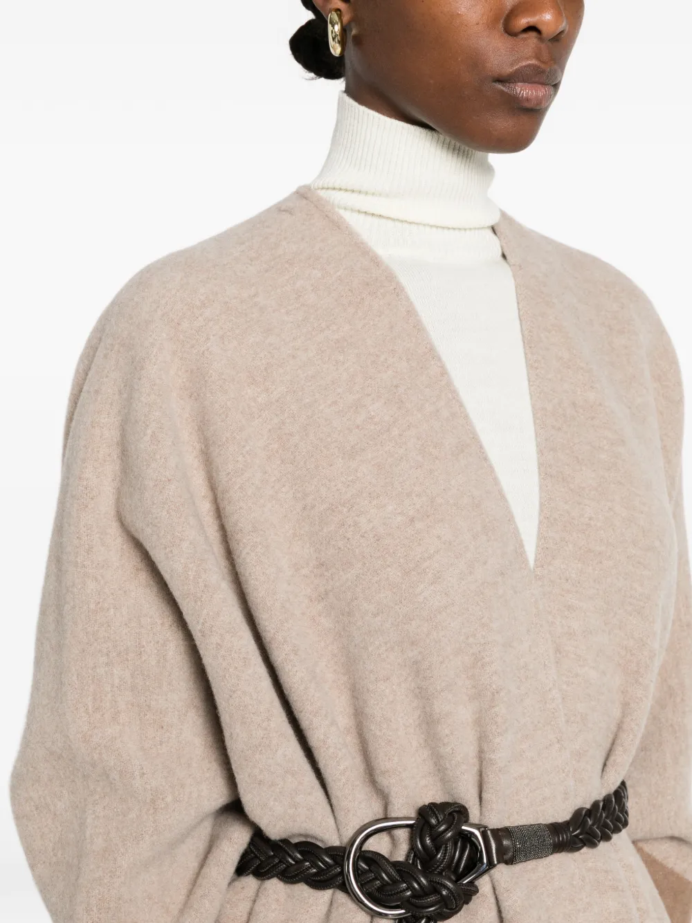 Max Mara Wollen poncho met jacquard Bruin