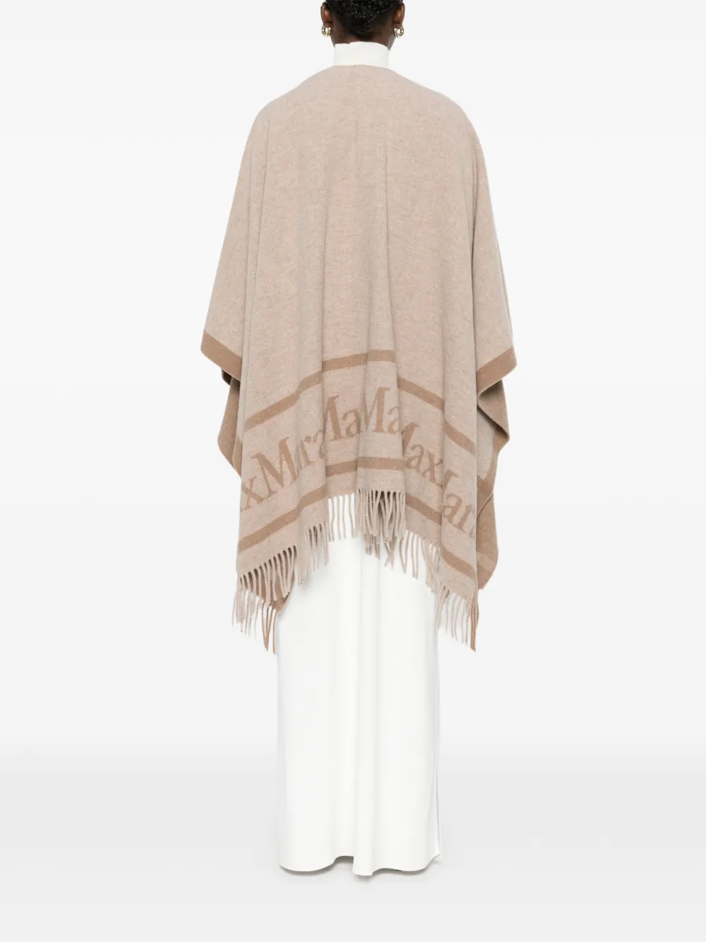 Max Mara Wollen poncho met jacquard Bruin