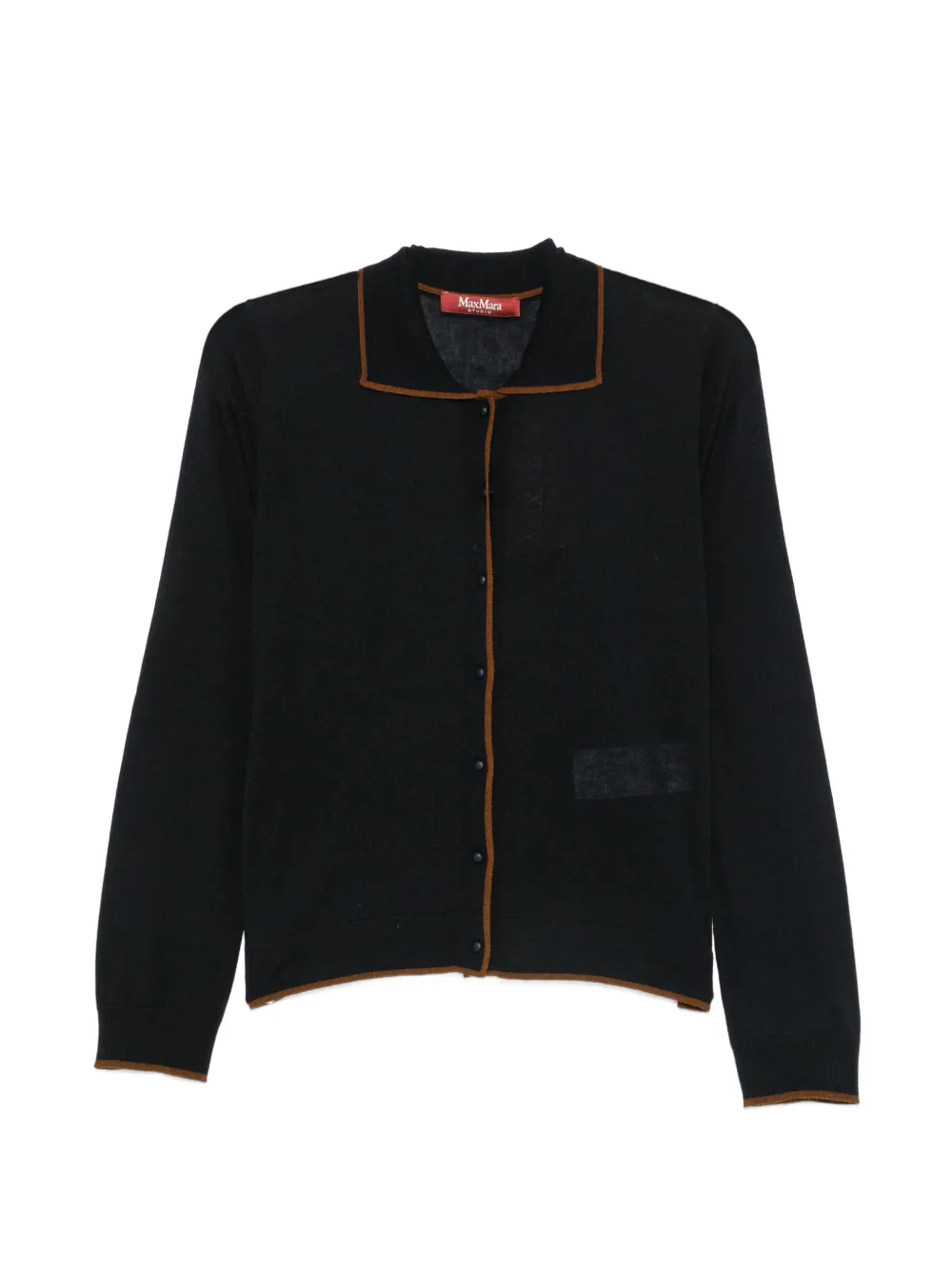 Max Mara contrast-trim polo-collar cardigan - Black