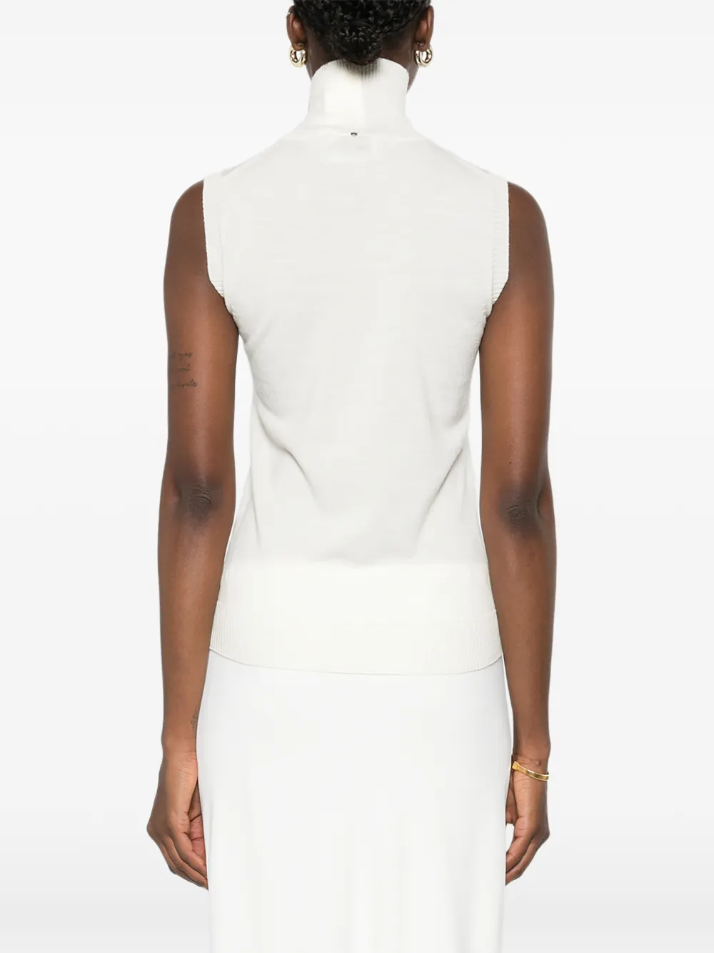 Sportmax Sleeveless Roll-neck Sweater in Neutrals, view 4