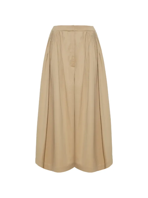 Adam Lippes Athena Pleated Palazzo Pants in Neutrals