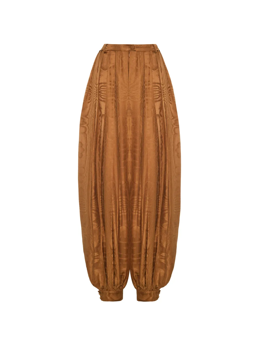 Adam Lippes Sarouel moiré-effect pleated trousers - Marrone