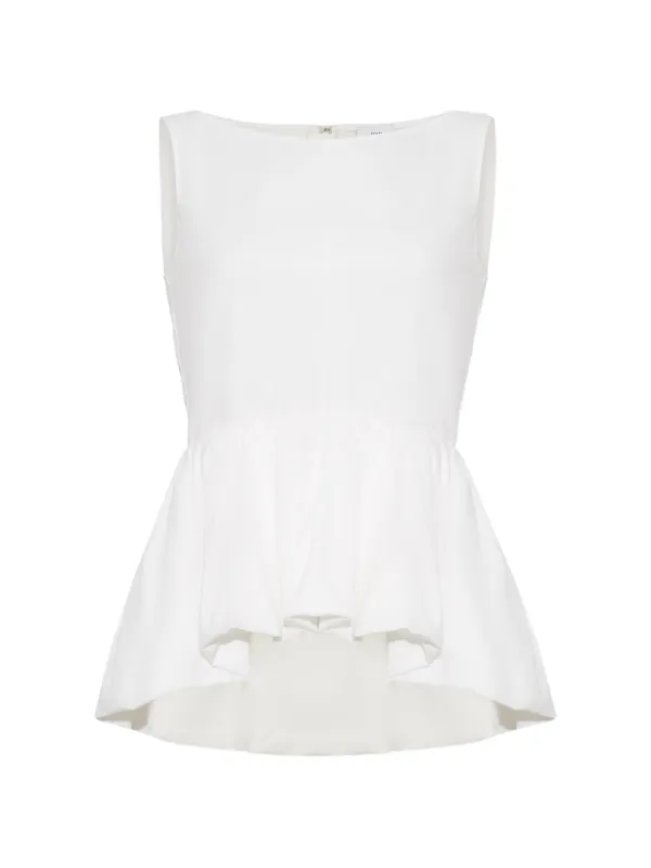 Adam Lippes Anais Peplum Top in White