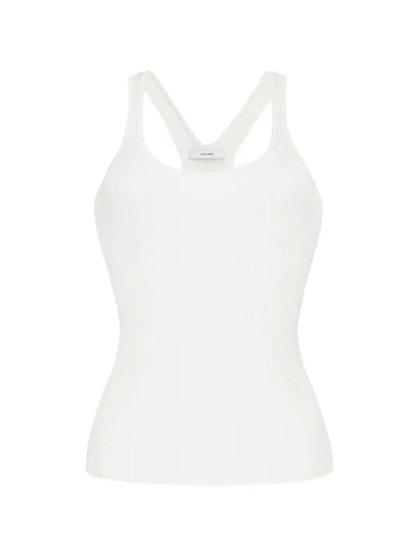 Adam Lippes Peretti Ribbed Tank Top in Neutrals