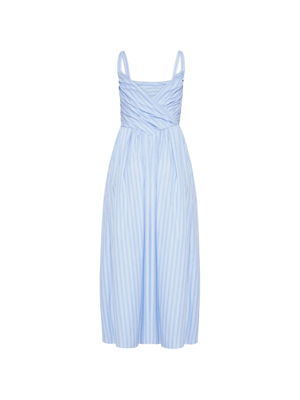 Adam Lippes Calista gestreepte gesmockte midi-jurk Blauw