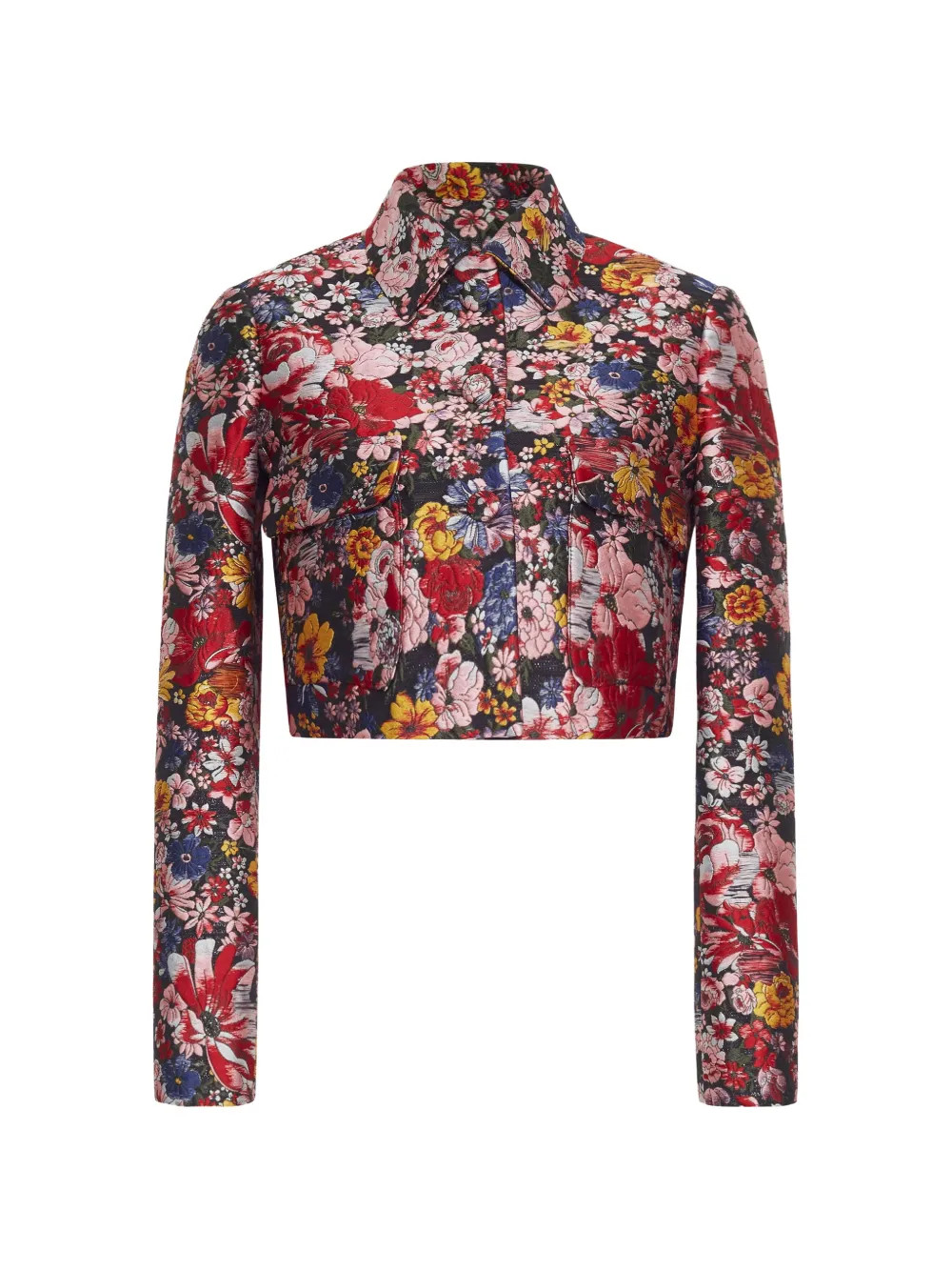 Adam Lippes Cecil floral-jacquard cropped jacket - Nero