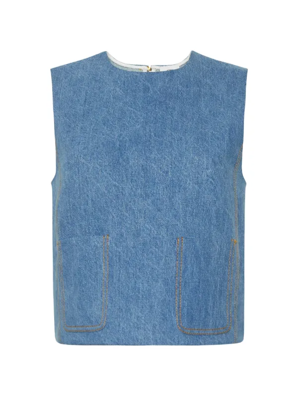 Adam Lippes Ludlow Top in Blue