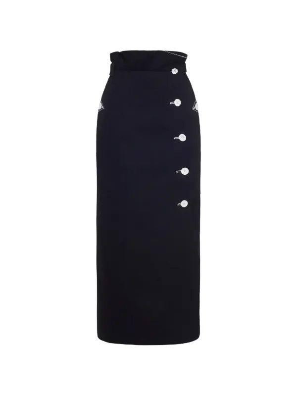 Adam Lippes Finch Button-fastening Skirt in Black