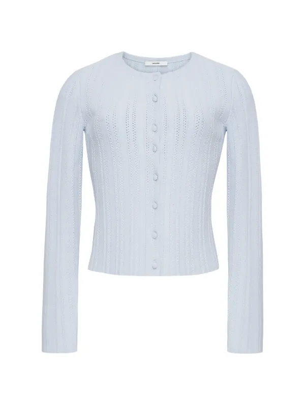 Adam Lippes Faye Pointelle-knit Cardigan in Blue